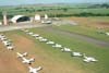 Vista aérea da área de estacionamento do 1° Conventional Day. Foto feita a bordo do Cessna 180H Skywagon 180, PT-DFN. Foto: Bruno Schmidt