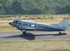 Douglas DC-3 "Rose", N101KC, fazendo "back track" em direo ao hangar ao lado de torre de controle, logo aps o pouso no aeroporto de So Carlos. (31/08/2007)