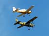 Abaixo, o Cessna 185F Skywagon, PR-IAB, do comandante Fernando Botelho, e acima o Beagle B-121 Pup 150 series 2, PT-JZV, do Brigadeiro Fernando Cesar.